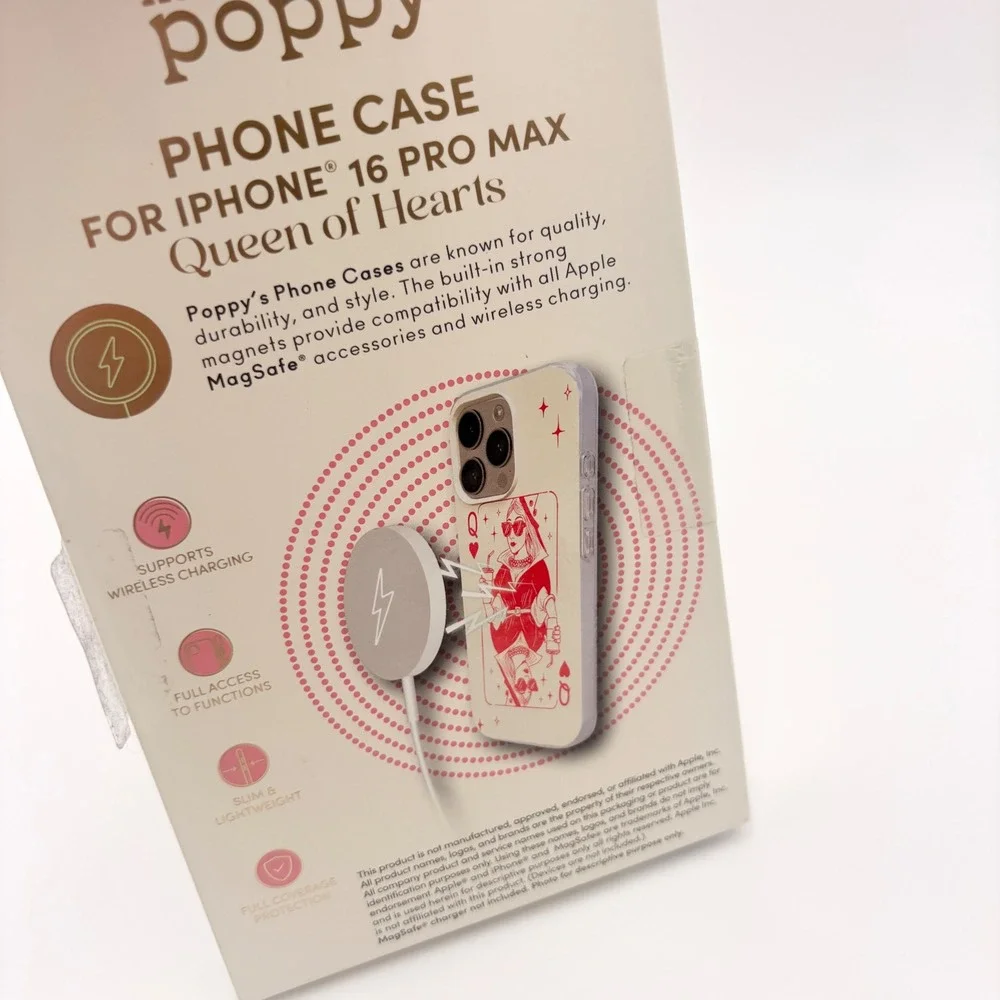 XO Poppy‎ Queen of Hearts MagSafe iPhone 16 Pro Max Case White Pink Red New